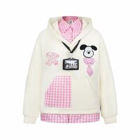 Sweet and cute fun embroidered fake two-piece sweatshirt jacket - Thumbnail 1