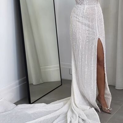 Elegant wedding dress, mermaid sequins beading bridal dress bridal gown