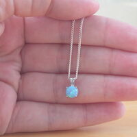 BOXED GIFT/Sterling Silver Blue Opal Solitaire Pendant & chain/Silver Blue Opal Necklace UK/Opal Jewellery/Opal Jewelry/October Birthstone/Opal Gift - Thumbnail 5