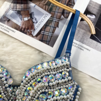 Crystal Pearl Denim Corset Bustier Top - Thumbnail 2