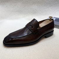Men's handmade leather shoes top layer cowhide business slip-on penny loafers  - Thumbnail 5