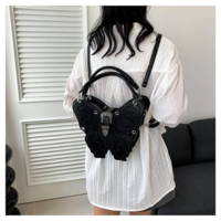 Gothic Kawaii Butterfly Embroidered Crossbody Backpack - Thumbnail 4