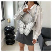 Gothic Kawaii Butterfly Embroidered Crossbody Backpack - Thumbnail 6