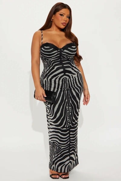 Zebra Mesh Maxi Dress
