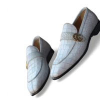 Crafted Leather Classic White Crocodile/Alligator Leather Dress Shoes  - Thumbnail 1