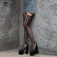  Sexy Women’s Black Lace Gothic Pantyhose - Thumbnail 2