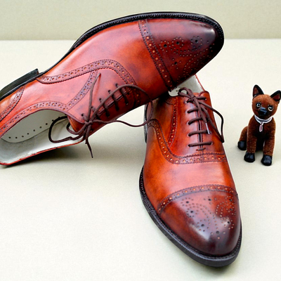 Crafted leather classic brown leather formal oxford lace up dress shoes