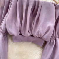 Ruffle Off Shoulder Elegant French Style Blouse - Thumbnail 2