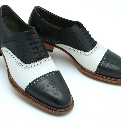 Crafted leather handmade classic black white leather triple sole handwelted oxfords lace up dress shoes