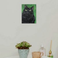 "Charismatic Cat," Black cat art, Original acrylic painting by N.E.Thompson, 9x12 inches - Thumbnail 8