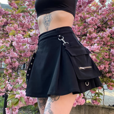 Y2K E-Girl Grunge Punk Gothic Black High Waist Skirt
