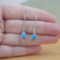 BOXED GIFT/Sterling Silver Blue Opal Drop Earrings/Opal Jeweller/Blue Opal Earrings/Opal Jewellery/Opal Jewelry/October Birthstone/UK - Thumbnail 3