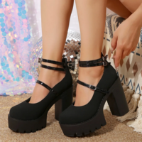 Chunky Heels Platform Fashion Shoes - Thumbnail 6
