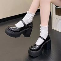 Gothic Kawaii Ankle Strap Chunky Heels Shoes - Thumbnail 2