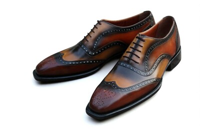 Crafted Leather Multi Color Leather Wingtip Oxford Dress Shoes