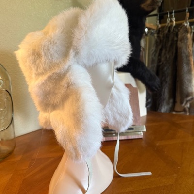 White rabbit trapper hat 