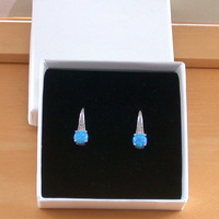 BOXED GIFT/Sterling Silver Blue Opal & Cz Earrings/Blue Opal Hook Earrings/Opal Earrings/Opal Jewellery/Opal Jewelry/UK - Thumbnail 7