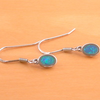BOXED GIFT/Sterling Silver Blue Opal Drop Earrings/Opal Earrings/Dangly Earrings/Opal Jewellery/Opal Jewelry/Earrings/UK - Thumbnail 2