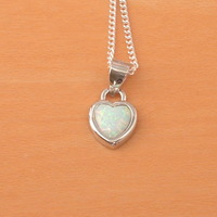 BOXED GIFT/Sterling Silver White Opal Heart Pendant & Chain/Opal Necklace/Opal Jewellery/Opal Jewelry/Opal Heart Pendant/UK - Thumbnail 1