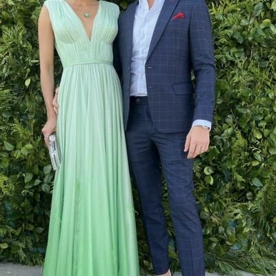 Ombre green prom dress evening formal gown simple birthday party gown