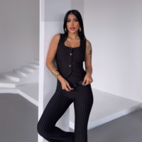 Business stripes suit - Black - Thumbnail 4