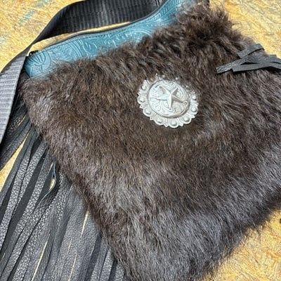 Buffalo and leather purse