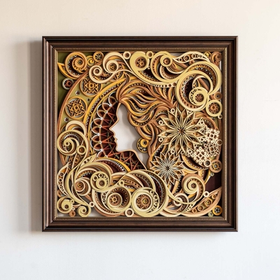 STEREOWOOD Girl Amongst Flow Multi-Layer Wall Art, Large Geometric Wood Wall Art