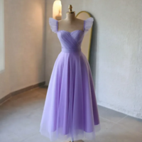 Purple Tulle Prom Dress Elegant Homecoming Cocktail Evening Gown - Thumbnail 1