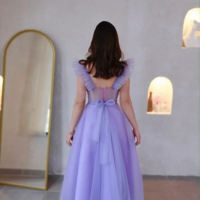 Purple Tulle Prom Dress Elegant Homecoming Cocktail Evening Gown - Thumbnail 2