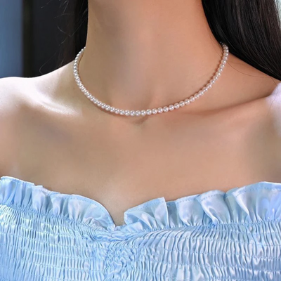 Classic elegant white pearl chokers necklace for women men