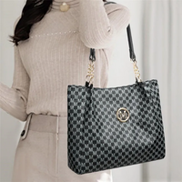 Vintage Geometric Tote Bag Synthetic Leather Letter "M" Design for Women Handbag - Thumbnail 2