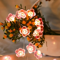 1PC 10/20/30 LED Cherry Blossom Fairy Lights Pink Flower Atmosphere String Lamp - Thumbnail 5