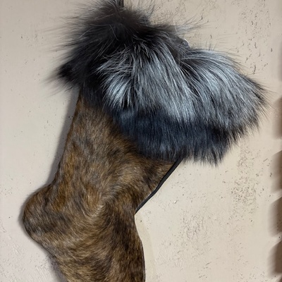 Cowhide christmas stocking