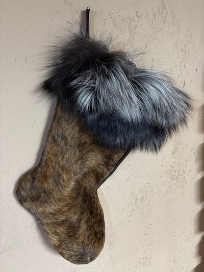 Cowhide Christmas stocking