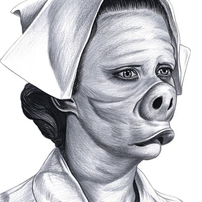 Pig nose lady print - Thumbnail 2
