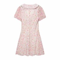 Fashionable small round lapel printed short dress - Thumbnail 1