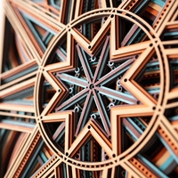 STEREOWOOD Compass, Symmetrical Mandala Wall Art, 3D Laser Cut Geometric Wood Decor Set, Handcrafted Wall Sculpture Panels - Thumbnail 6
