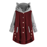 Warm Fleece Hoodie  Pullover with Cat Ears & Pockets - Thumbnail 7