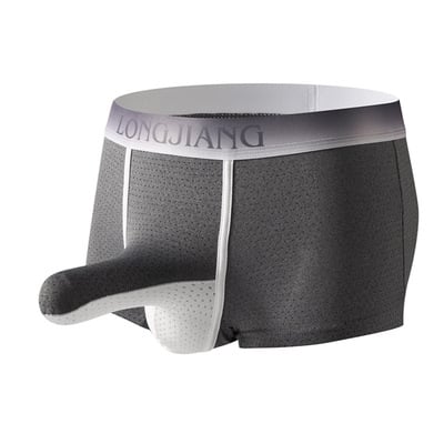 Men's sexy underwear mesh holes breathable youth elephant tube physiological boxer briefs l482   - Thumbnail 2