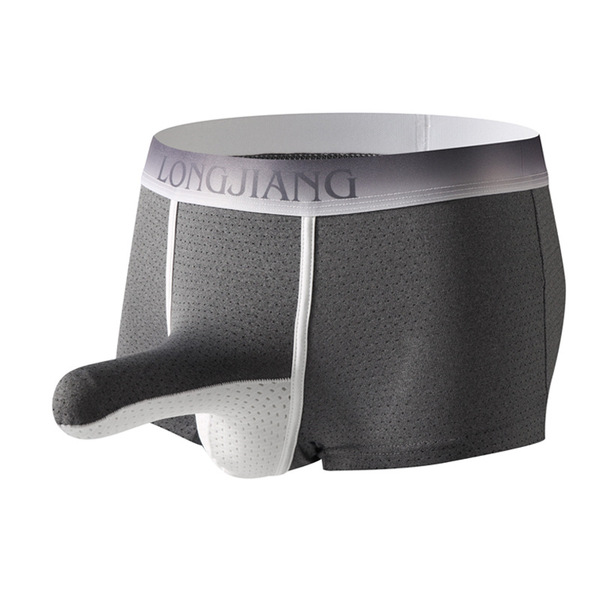 Men's sexy underwear mesh holes breathable youth elephant tube physiological boxer briefs L482  