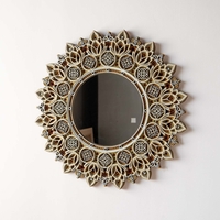 STEREOWOOD Decorative Wall Mirror, Handcrafted Laser-Cut Layered Wood Art, Home Decor for Modern Zen Interiors - Thumbnail 1