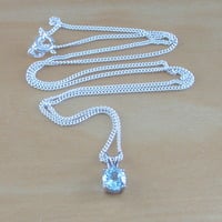 925 Blue Topaz Solitaire Pendant & 18" Silver Chain/Blue Topaz Necklace/Topaz Jewellery/Topaz Jewelery/November Birthstone/Blue Topaz - Thumbnail 6