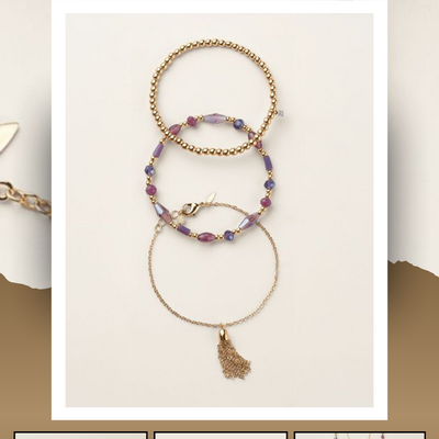 Purple twilight tassel bracelet set