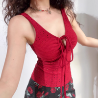 Hollow Lace-Up Textured Vest - Thumbnail 3
