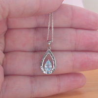 BOXED GIFT BOX/Sterling Silver Blue Topaz Teardrop Pendant & Chain/Blue Topaz Necklace/Topaz Jewellery/Topaz JewelryTopaz Earrings/UK - Thumbnail 4