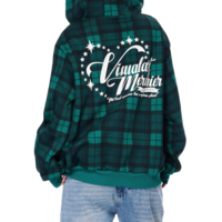 American retro plaid hooded long-sleeved cardigan sweatshirt - Thumbnail 6