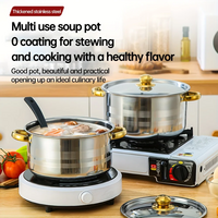 Stainless steel cooking pot, 5 pots+5 lids, stainless steel double handle with lid - Thumbnail 1
