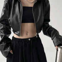 Gothic Punk Black Women’s Black PU Leather Jacket - Thumbnail 5