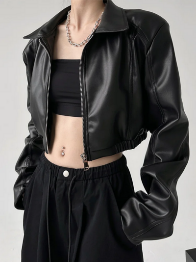 Gothic Punk Black Women’s Black PU Leather Jacket