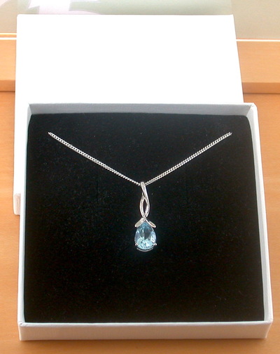 BOXED GIFT/Blue Topaz Pendant 18" Sterling Silver Chain/Topaz Necklace/Topaz Jewellery/Topaz Jewelry/Topaz Jewelery/November Birthstone/UK
